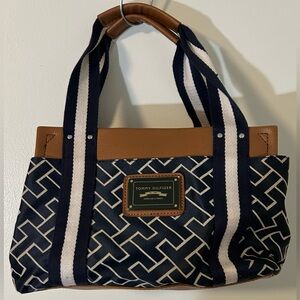 Tommy Hilfiger Navy and Tan Tote Bag